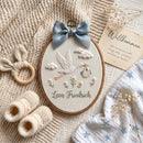 Personalized Stork Baby Hoop Embroidered Name Nursery Wall Art Gift-8
