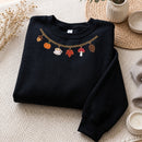 Embroidered Fall Charm Necklace Sweatshirt for Women Cozy Autumn Gift-8
