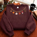 Embroidered Fall Charm Necklace Sweatshirt for Women Cozy Autumn Gift-3