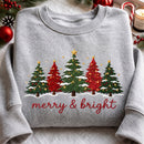 Embroidered Merry & Bright Tree Shirt | Cozy Holiday Apparel for Women-13