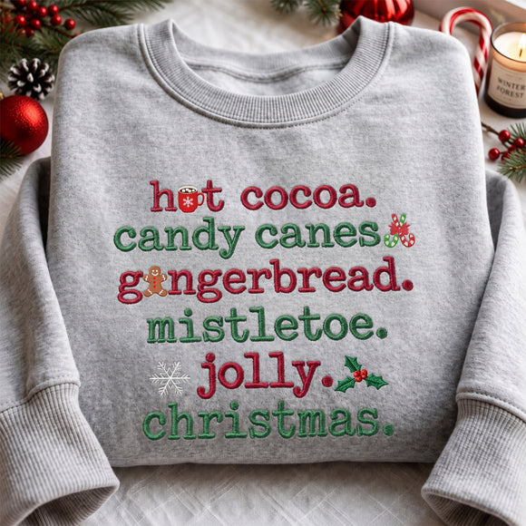 Embroidered Christmas Hot Cocoa Sweatshirt Cozy Holiday Gift for Women Men