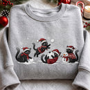 Embroidered Black Cat Christmas Sweatshirt Holiday Gift For Pet Lovers-3