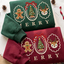Merry Christmas Embroidered Sweatshirt Cozy Holiday Outfit Women Men-3