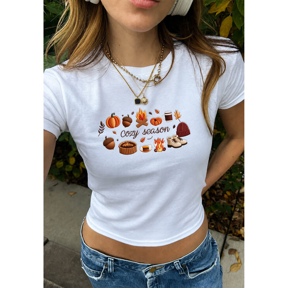 Cozy Season Embroidered Sweatshirt Warm Fall Gift for Autumn Lovers