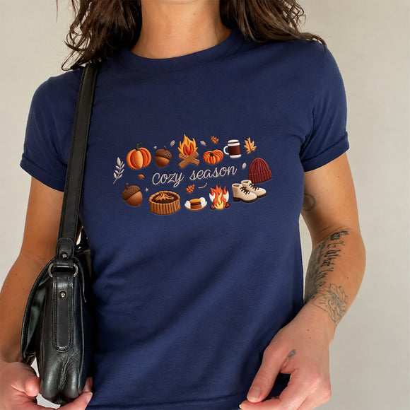 Cozy Season Embroidered Sweatshirt Warm Fall Gift for Autumn Lovers