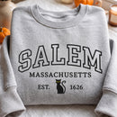 Salem Mass Black Cat Embroidered Pullover | Cozy Autumn Gift for Women-3