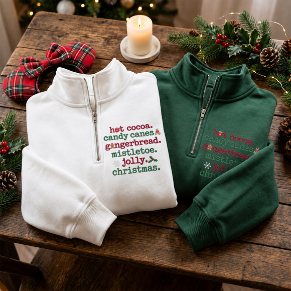 Embroidered Christmas Hot Cocoa Sweatshirt Cozy Holiday Gift for Women Men