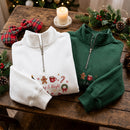 Embroidered Merry Bright Christmas Sweatshirt Cozy Holiday Gift Women-14