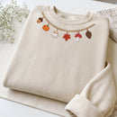 Embroidered Fall Charm Necklace Sweatshirt for Women Cozy Autumn Gift-12