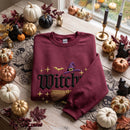 Embroidered Witchy Broom Cozy Fall Wear Halloween Lovers Sweatshirt-4
