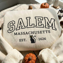 Salem Mass Black Cat Embroidered Pullover | Cozy Autumn Gift for Women-5