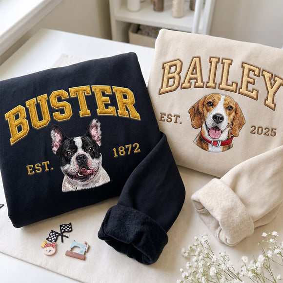 Custom Embroidered Pet Portrait Shirt - Personalized Dog Owner Gift