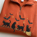 Embroidered Black Cat Broomstick Spooky Halloween Outfit For Women-10