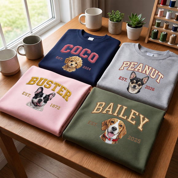 Custom Embroidered Pet Portrait Shirt - Personalized Dog Owner Gift