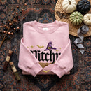 Embroidered Witchy Broom Cozy Fall Wear Halloween Lovers Sweatshirt-8