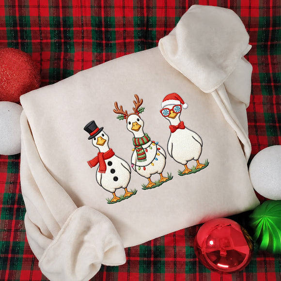Embroidered Christmas Duck Shirt | Cute Holiday Wear for Animal Lovers