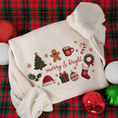 Embroidered Merry Bright Christmas Sweatshirt Cozy Holiday Gift Women-6