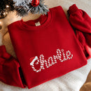 Personalized Candy Cane Embroidered Xmas Name Sweatshirt Family Gift-3