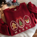 Merry Christmas Embroidered Sweatshirt Cozy Holiday Outfit Women Men-5