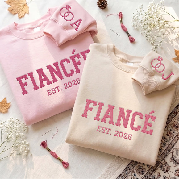 Custom Embroidered Fiancé Fiancée Est 2026 Engagement Gift For Couples
