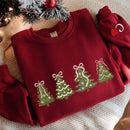 Embroidered Pink Bow Christmas Trees Festive Holiday Wear Women Youth-3