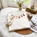 Embroidered Fall Charm Necklace Sweatshirt for Women Cozy Autumn Gift-7