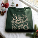 Embroidered Merry Christmas Doodle Shirt Cozy Holiday Wear Women Men-5