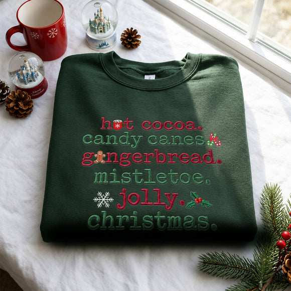 Embroidered Christmas Hot Cocoa Sweatshirt Cozy Holiday Gift for Women Men