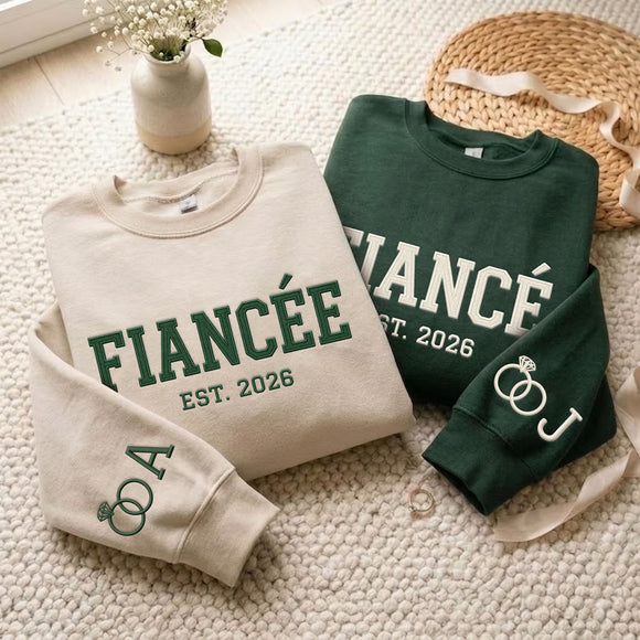 Custom Embroidered Fiancé Fiancée Est 2026 Engagement Gift For Couples