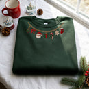 Embroidered Xmas Charm Necklace Cozy Holiday Sweatshirt Women Gift-5