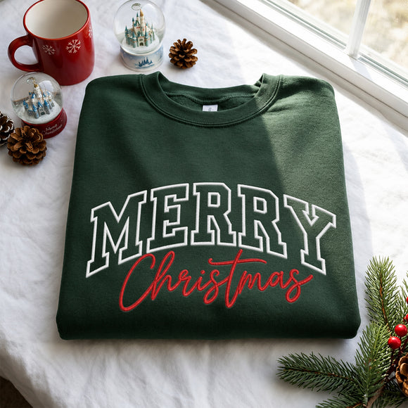 Embroidered Merry Christmas Shirt | Festive Holiday Wear for Family