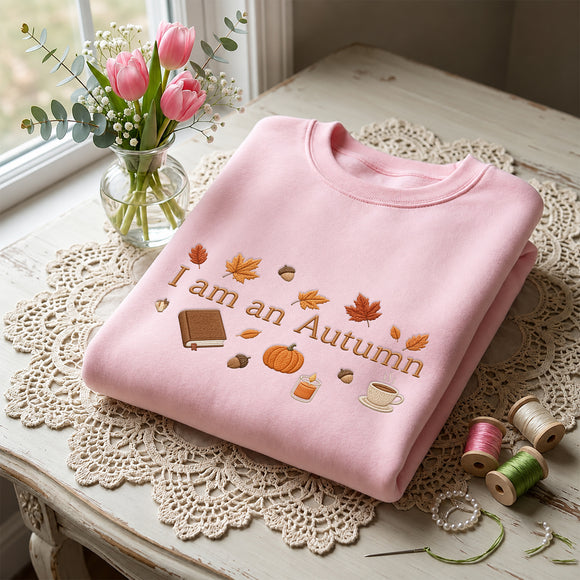 Embroidered I Am An Autumn Hoodie Cozy Fall Gift for Book Lovers