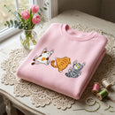Embroidered Scratching Cats Shirt | Casual Wear Gift for Animal Lovers-5