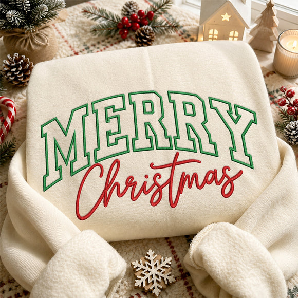 Embroidered Merry Christmas Shirt | Festive Holiday Wear for Family