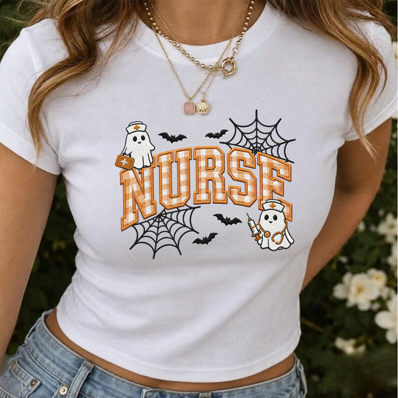 Ghost Nurse Embroidered Halloween Sweatshirt Cozy Apparel Medical Gift