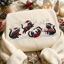 Embroidered Black Cat Christmas Sweatshirt Holiday Gift For Pet Lovers-6
