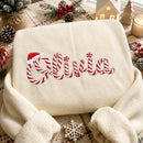 Personalized Candy Cane Embroidered Xmas Name Sweatshirt Family Gift-4