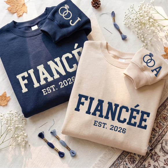 Custom Embroidered Fiancé Fiancée Est 2026 Engagement Gift For Couples