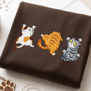Embroidered Scratching Cats Shirt | Casual Wear Gift for Animal Lovers-6