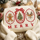 Merry Christmas Embroidered Sweatshirt Cozy Holiday Outfit Women Men-7
