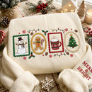 Embroidered Christmas Stamp Sweatshirt Festive Holiday Wear for Family-5