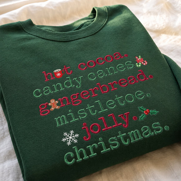 Embroidered Christmas Hot Cocoa Sweatshirt Cozy Holiday Gift for Women Men