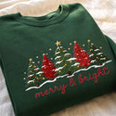 Embroidered Merry & Bright Tree Shirt | Cozy Holiday Apparel for Women-8