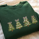 Embroidered Pink Bow Christmas Trees Festive Holiday Wear Women Youth-6