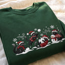 Embroidered Black Cat Christmas Sweatshirt Holiday Gift For Pet Lovers-2