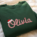 Personalized Candy Cane Embroidered Xmas Name Sweatshirt Family Gift-5