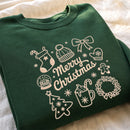 Embroidered Merry Christmas Doodle Shirt Cozy Holiday Wear Women Men-6