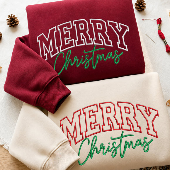 Embroidered Merry Christmas Shirt | Festive Holiday Wear for Family