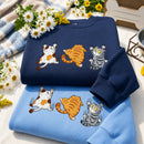Embroidered Scratching Cats Shirt | Casual Wear Gift for Animal Lovers-8