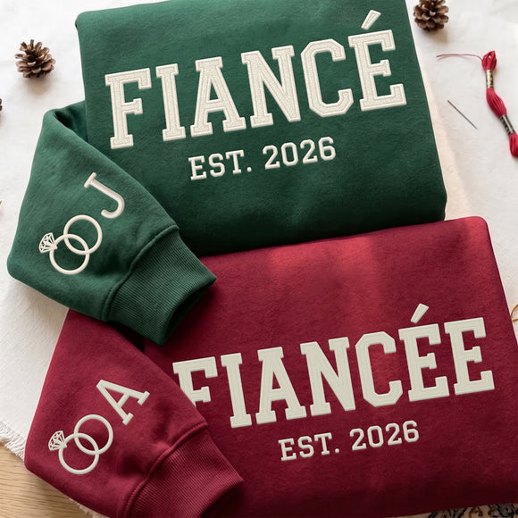 Custom Embroidered Fiancé Fiancée Est 2026 Engagement Gift For Couples